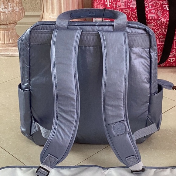 Kipling Pebble Blue Met Audrie GM Diaper Backpack Bag - Picture 2 of 3